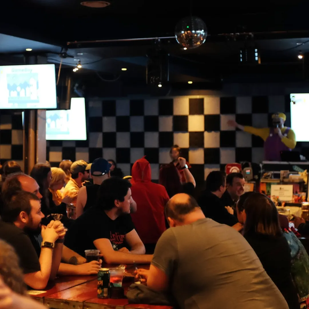 Callum as Wario with the crowd in the foreground