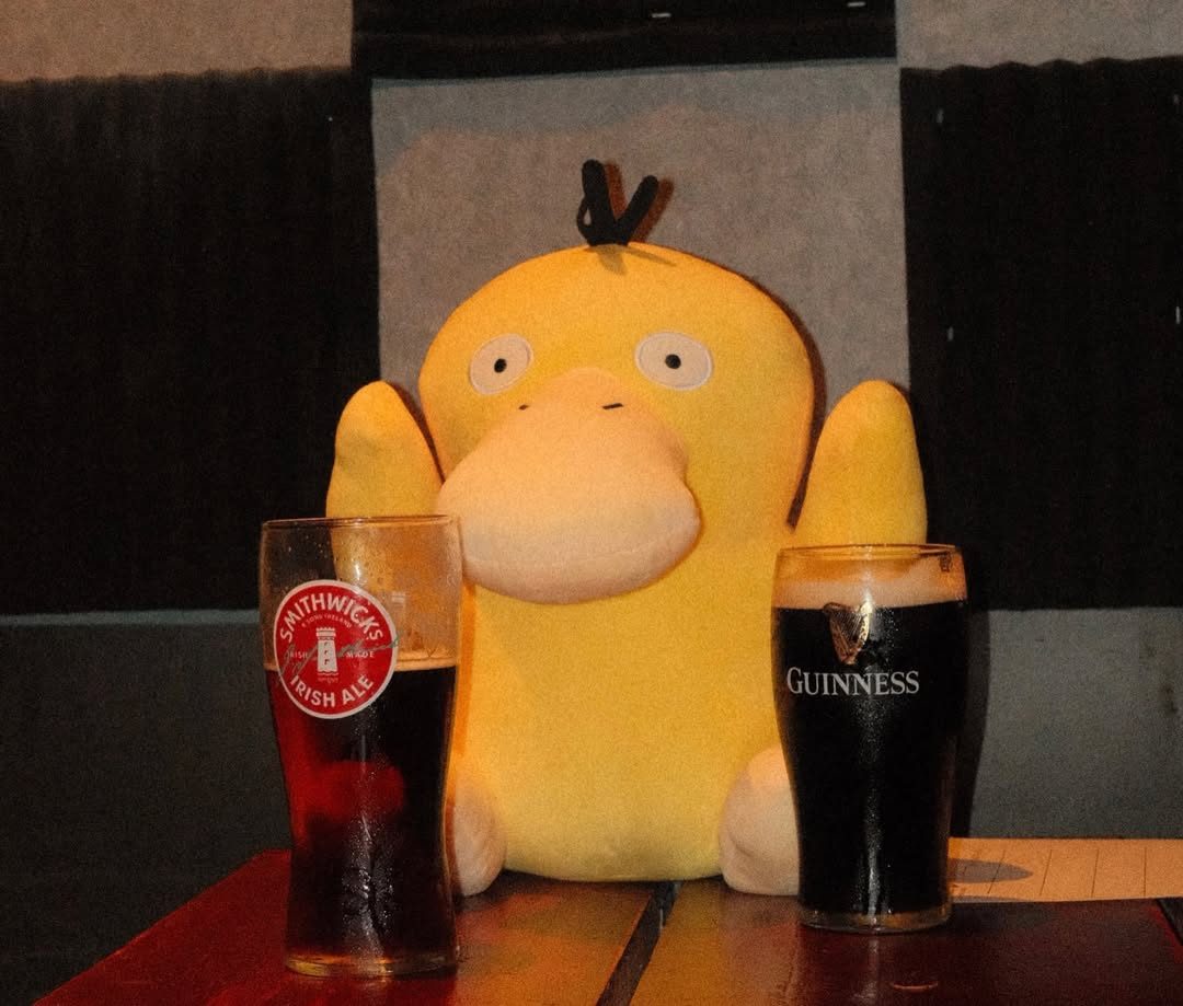 Psyduck with pints at NerdyNI